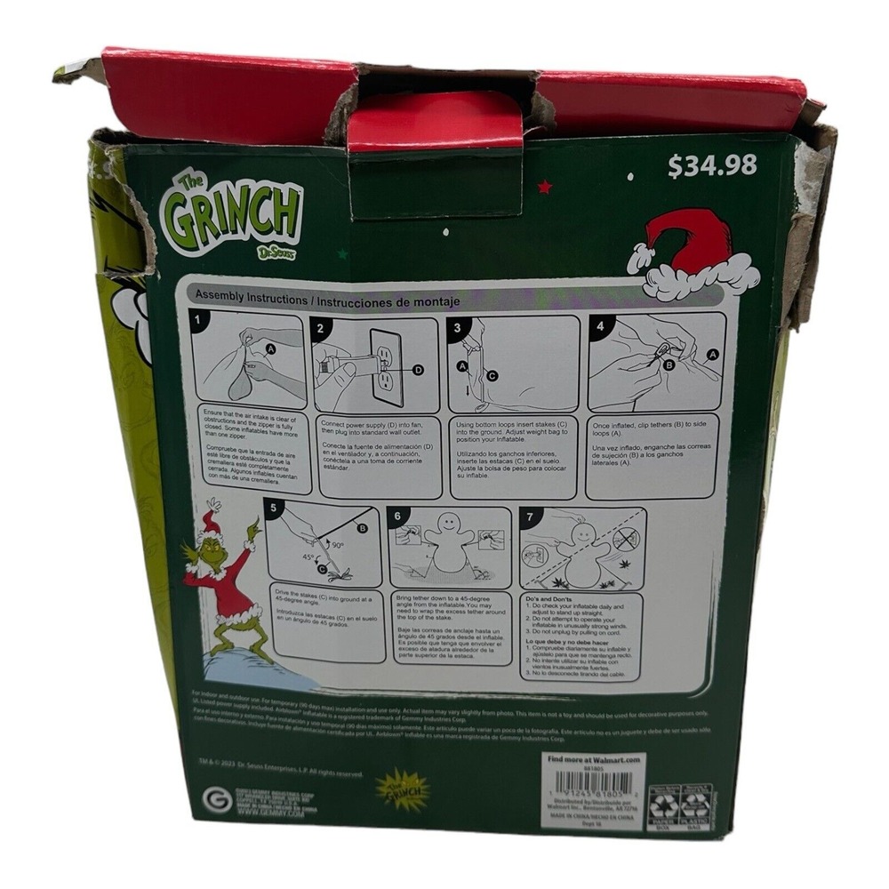 NEW The Grinch Cindy Lou Who Dr. Seuss‎ 5' Christmas Airblown Inflatable Decor - Picture 3 of 3
